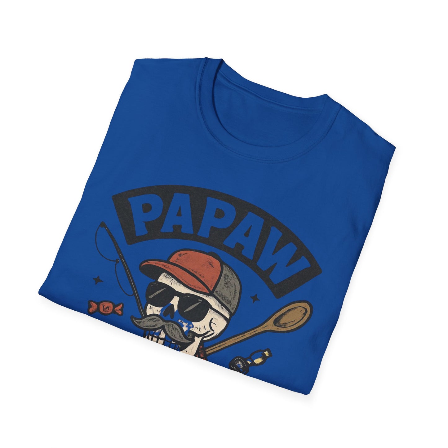 Papaw skull with fishing rod and spoon T-Shirt | Papaw logo tee