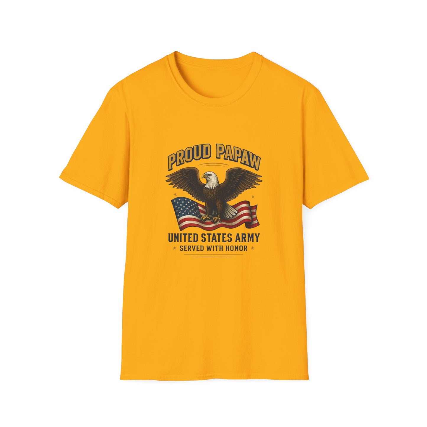 Proud Papaw Eagle United States Army T-Shirt | Patriotic Flag Veteran Tee