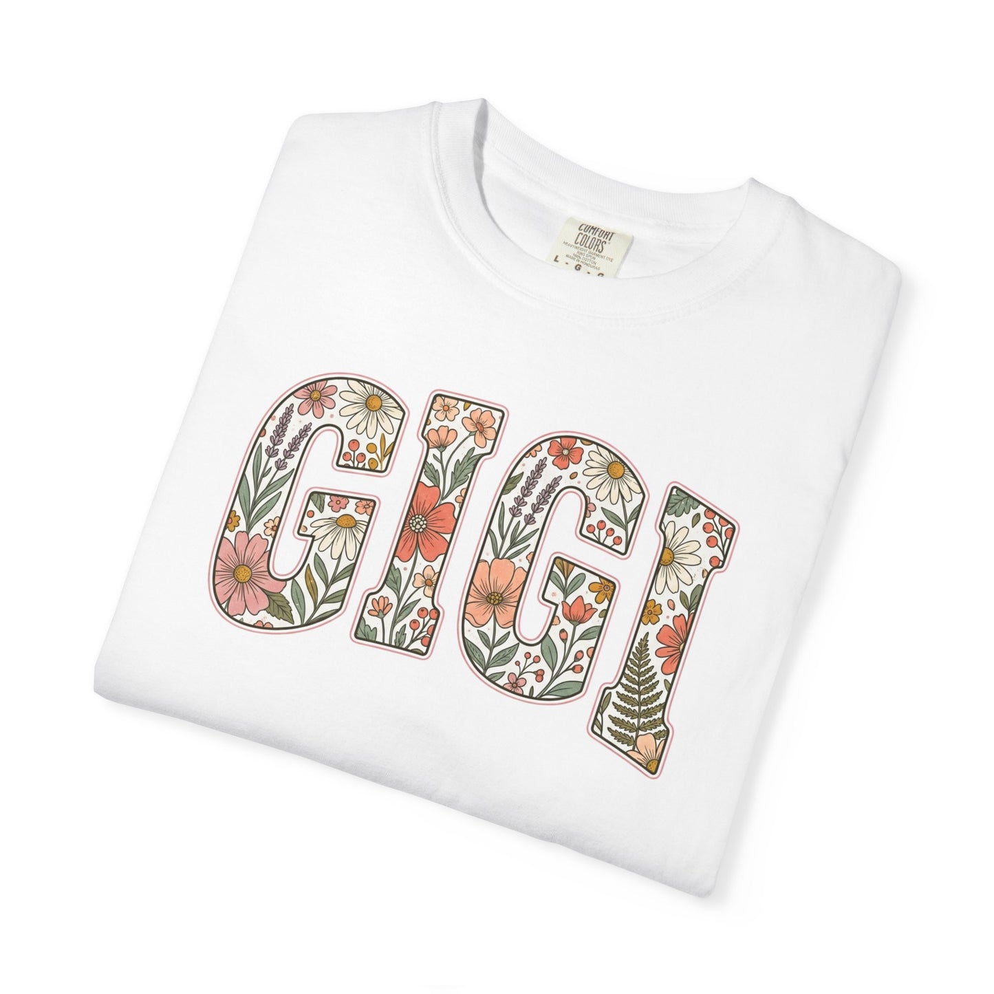 GIGI floral block letters T-Shirt | botanical name shirt