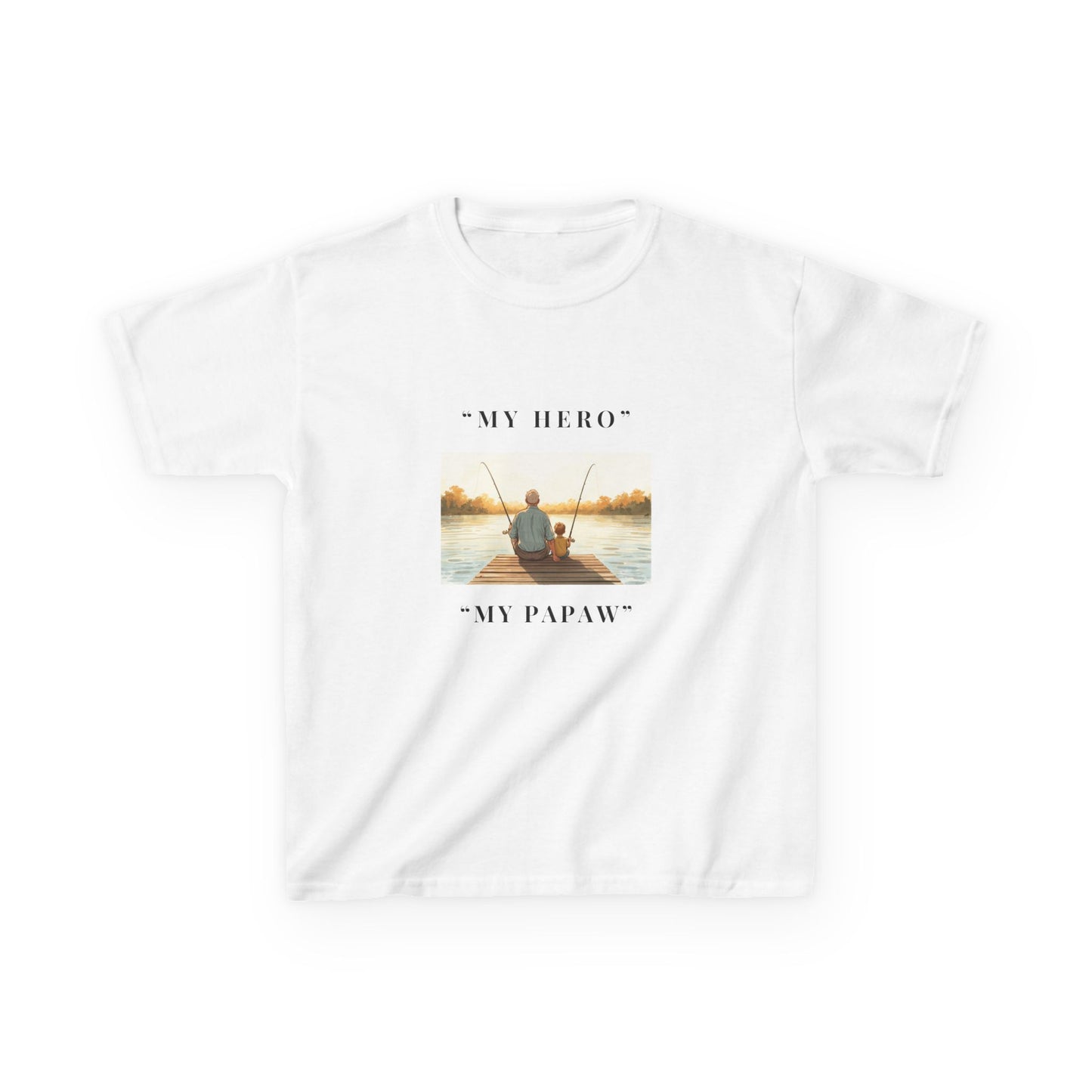 My Papaw My Hero Kids T-shirt | Fishing Boat Sunset, Grandpa Tribute