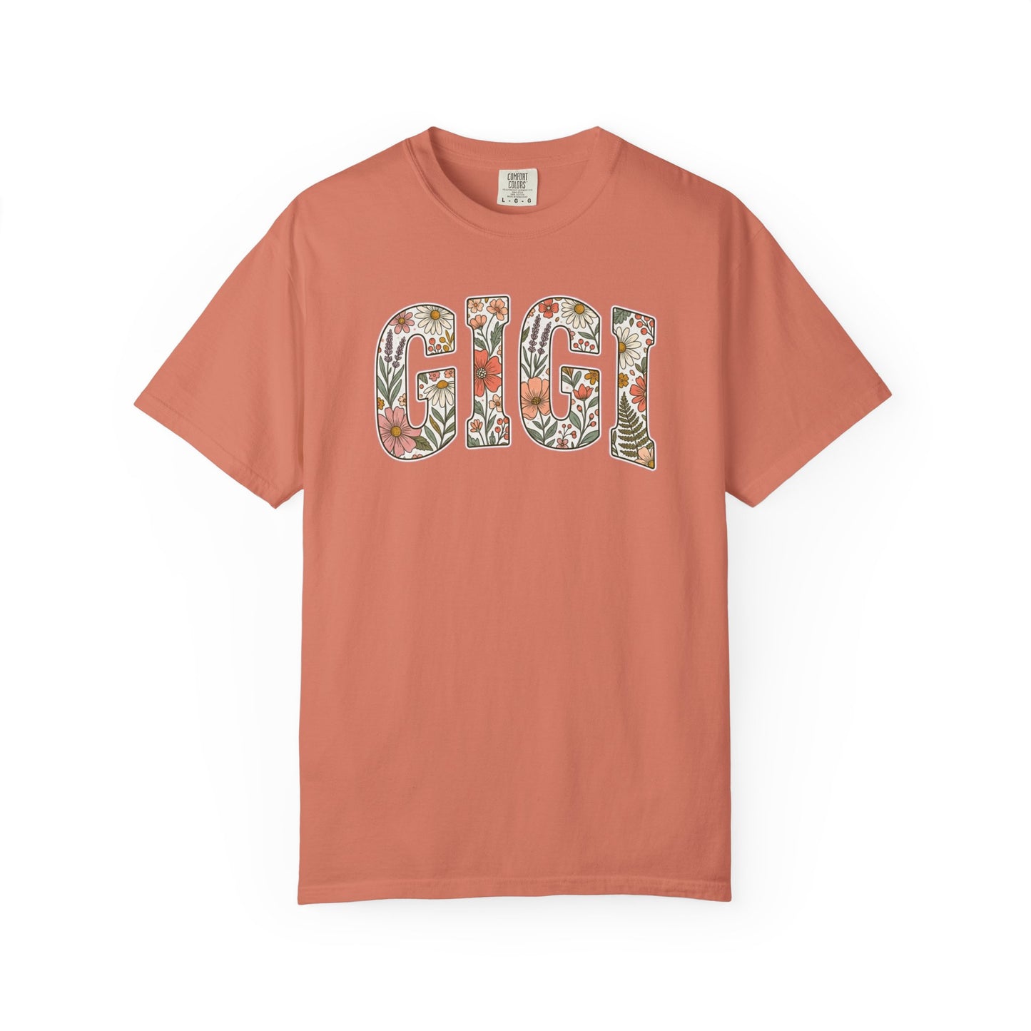GIGI floral block letters T-Shirt | botanical name shirt