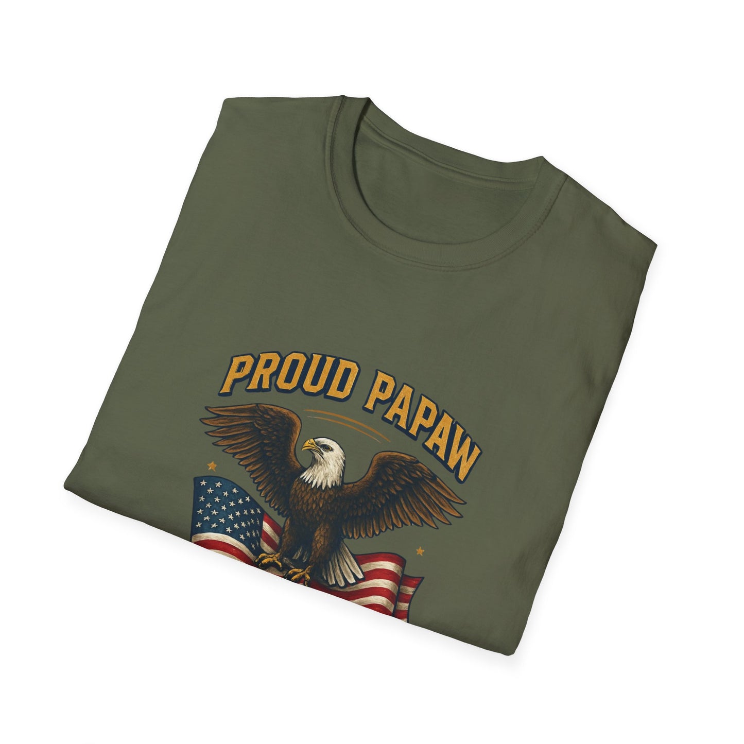 Proud Papaw Eagle United States Army T-Shirt | Patriotic Flag Veteran Tee