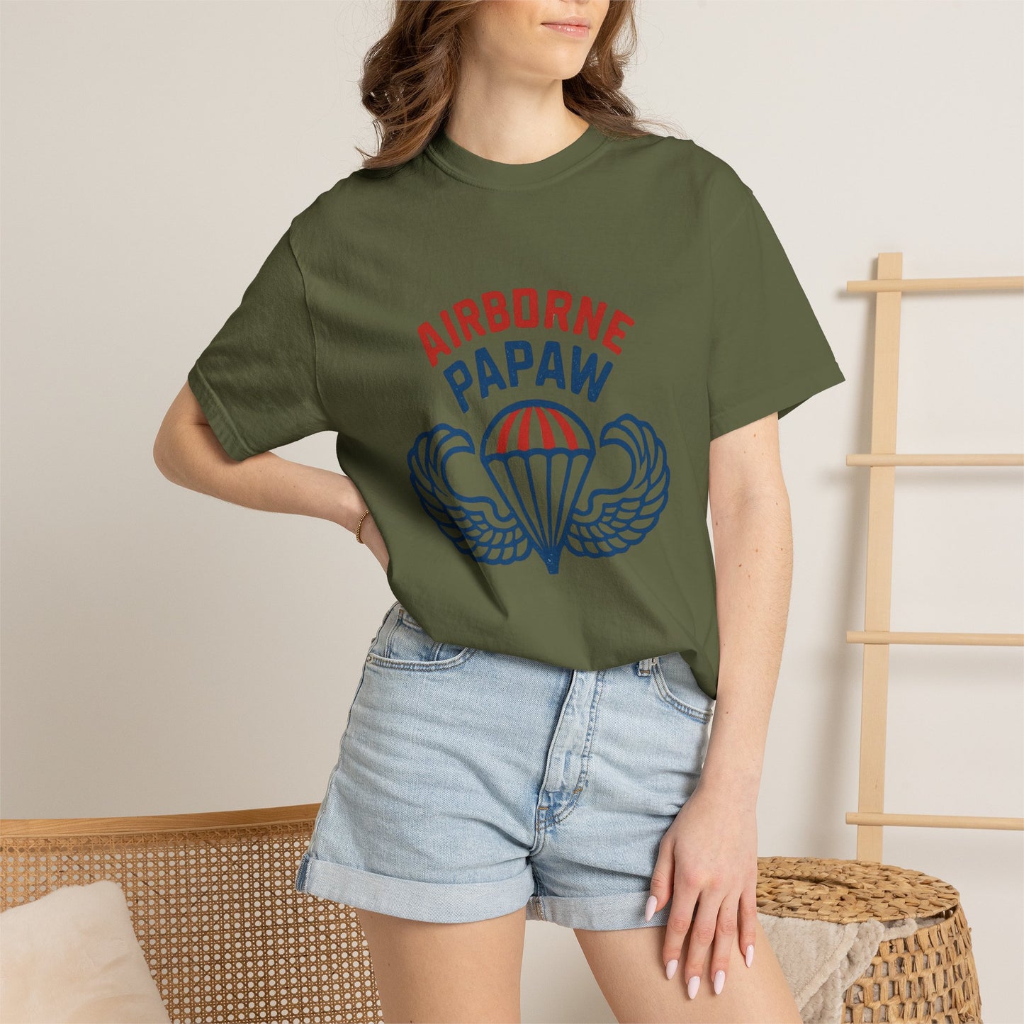 Airborne Papaw Parachute Wings T-shirt | Military Grandpa Veteran Tee