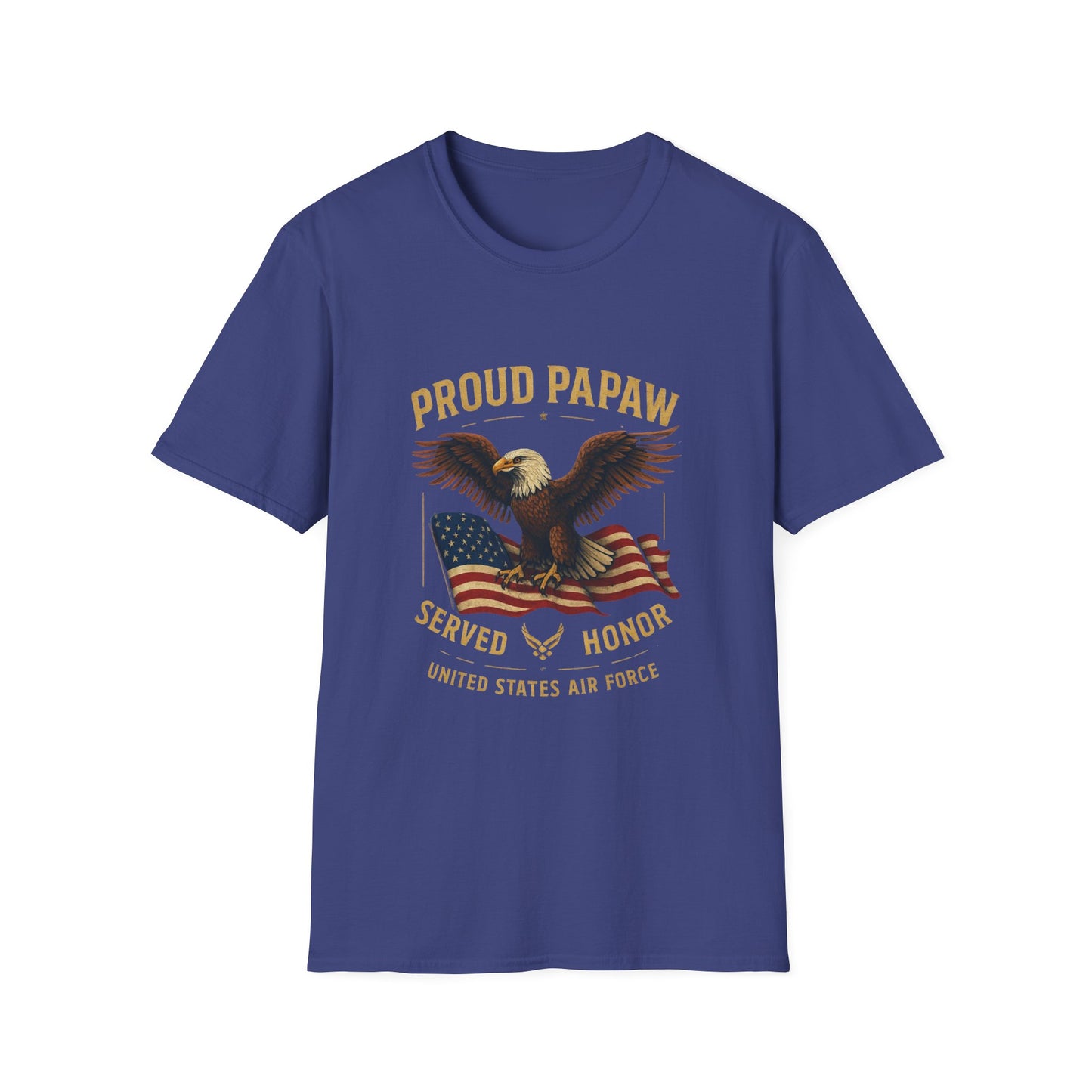 Proud Papaw Eagle with American Flag T-Shirt | Served with Honor, Air Force Theme