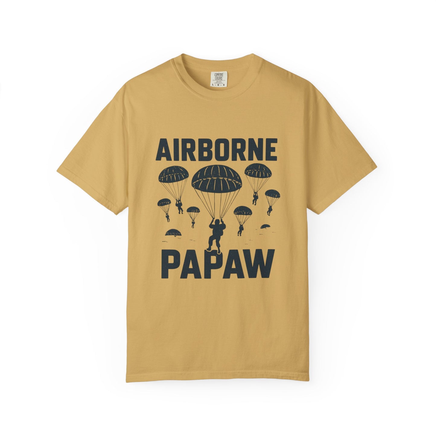 Airborne Papaw T-shirt | Parachute Silhouette Dad Grandpa Military Theme