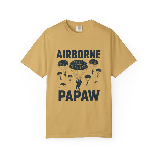Airborne Papaw T-shirt | Parachute Silhouette Dad Grandpa Military Theme