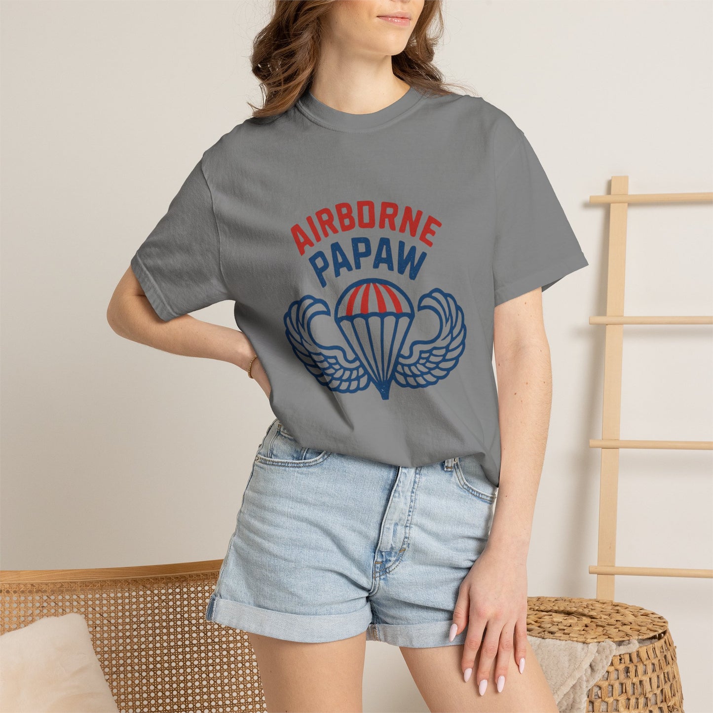 Airborne Papaw Parachute Wings T-shirt | Military Grandpa Veteran Tee