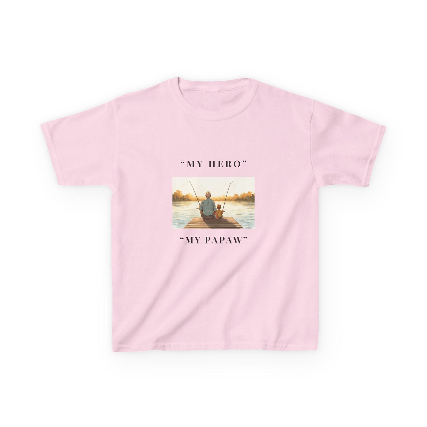 My Papaw My Hero Kids T-shirt | Fishing Boat Sunset, Grandpa Tribute
