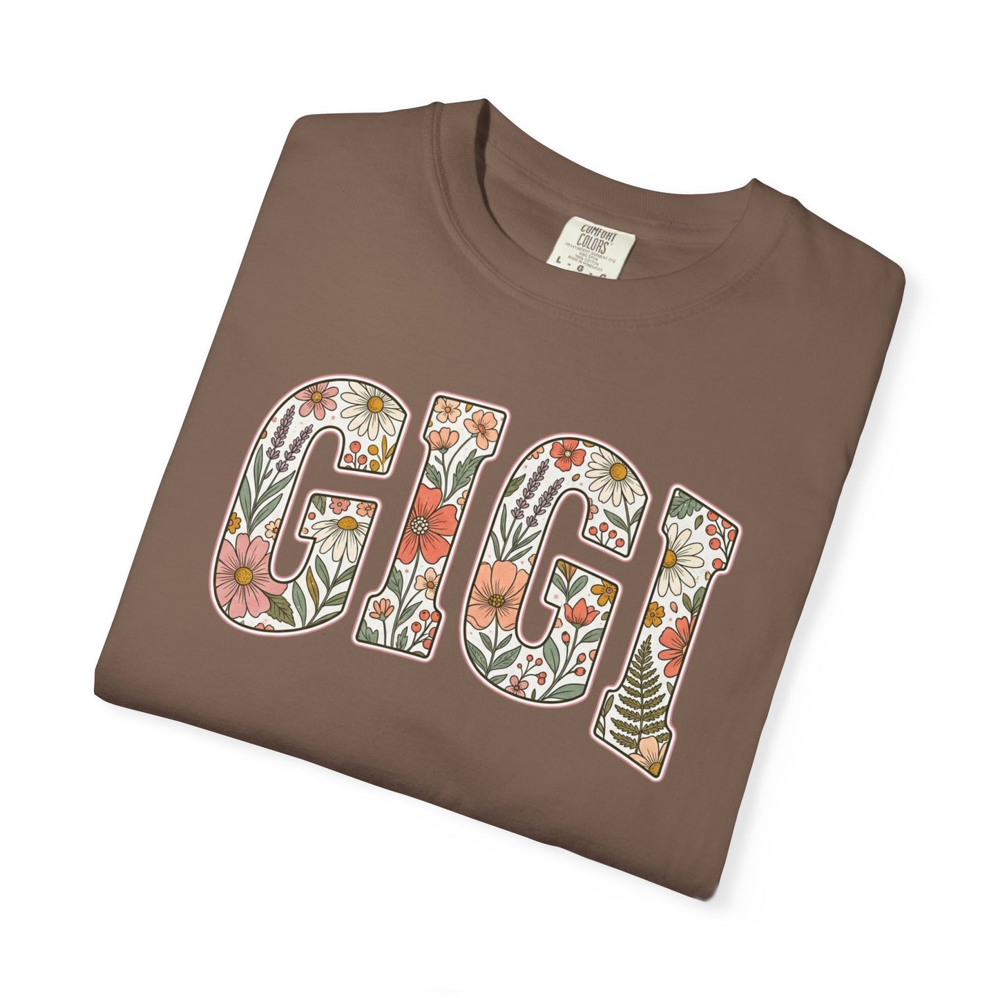 GIGI floral block letters T-Shirt | botanical name shirt