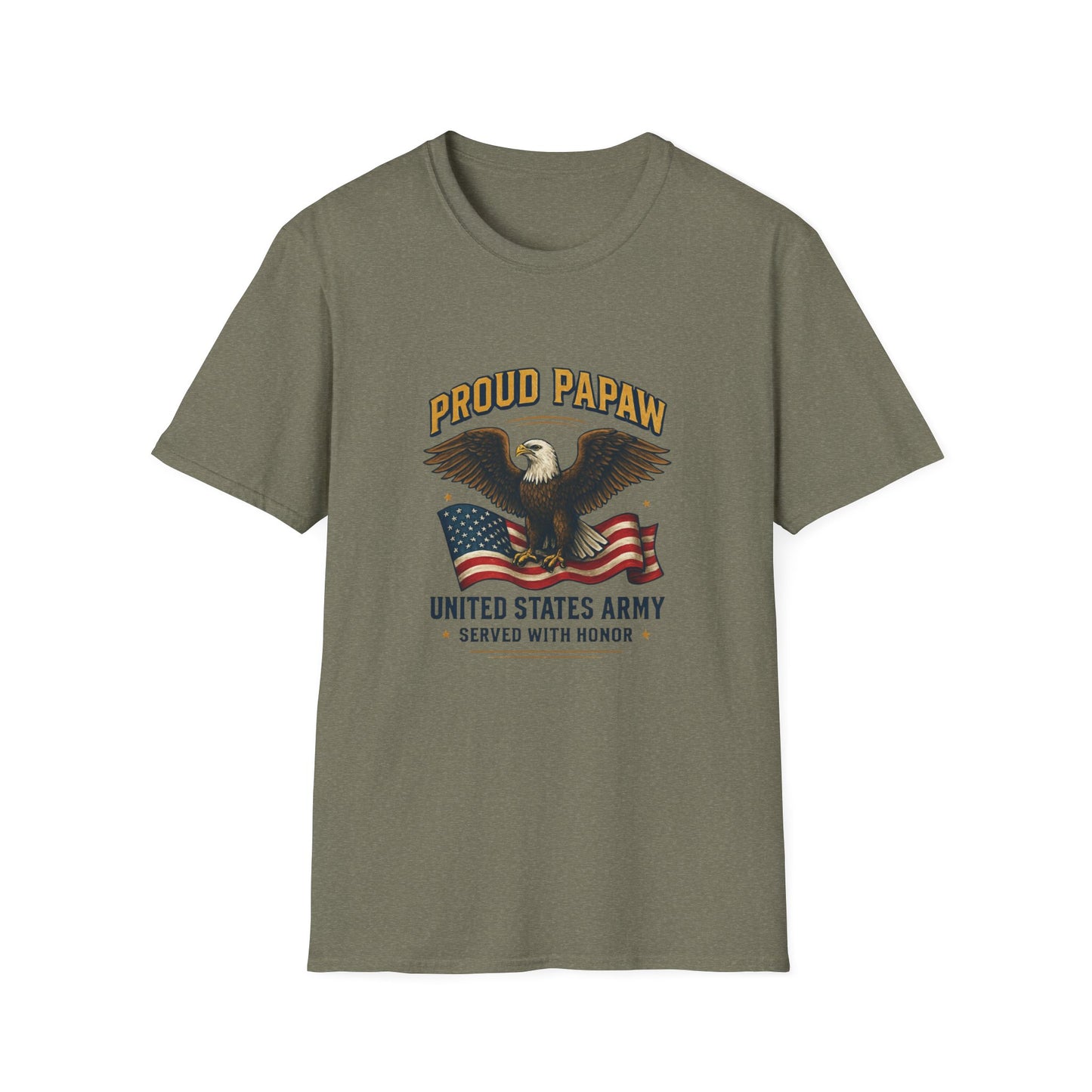 Proud Papaw Eagle United States Army T-Shirt | Patriotic Flag Veteran Tee