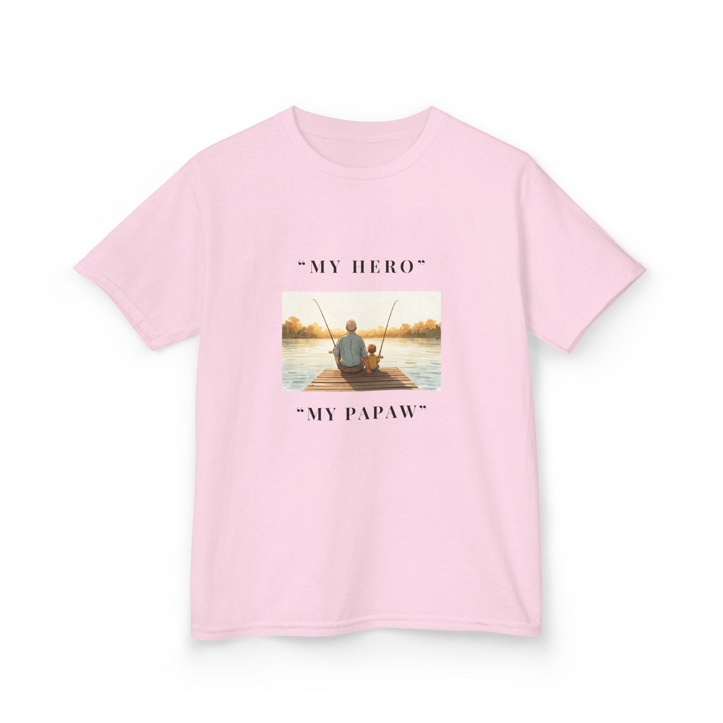 My Papaw My Hero Kids T-shirt | Fishing Boat Sunset, Grandpa Tribute