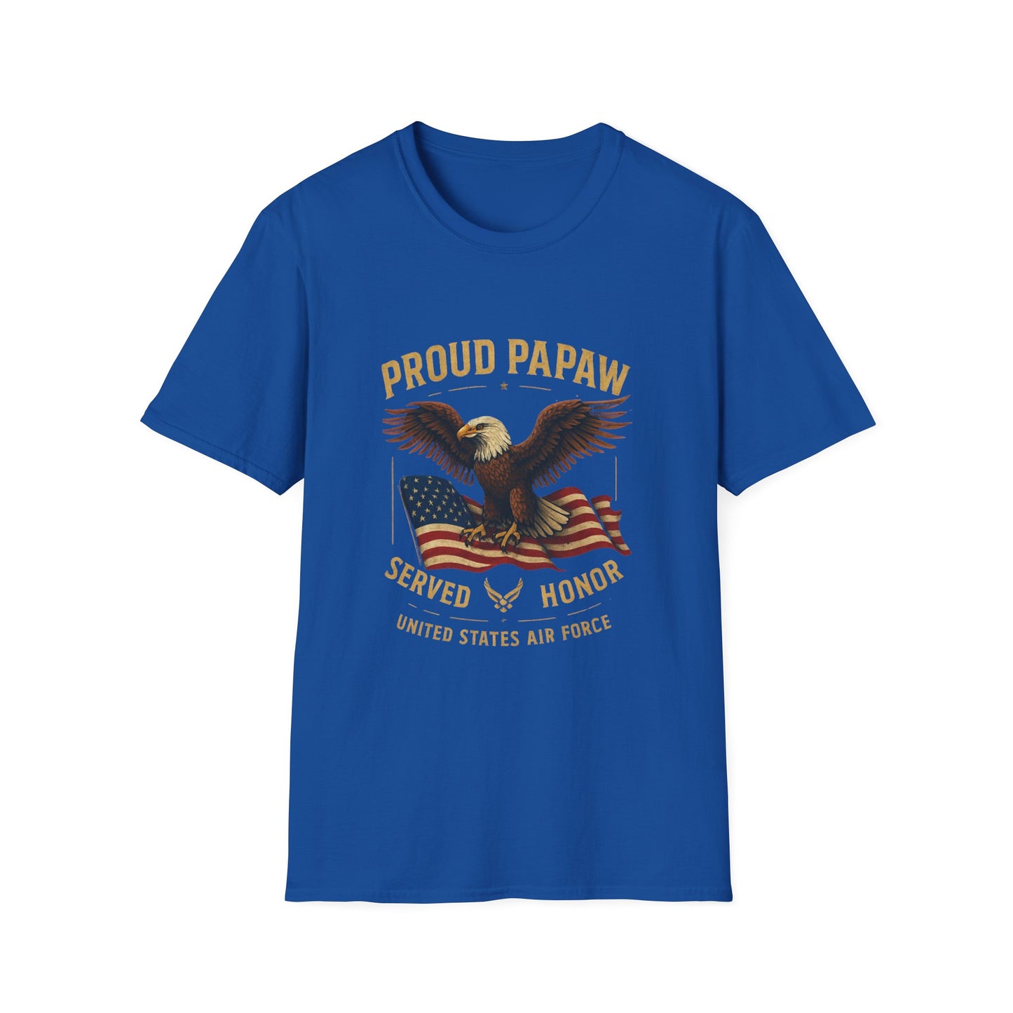 Proud Papaw Eagle with American Flag T-Shirt | Served with Honor, Air Force Theme