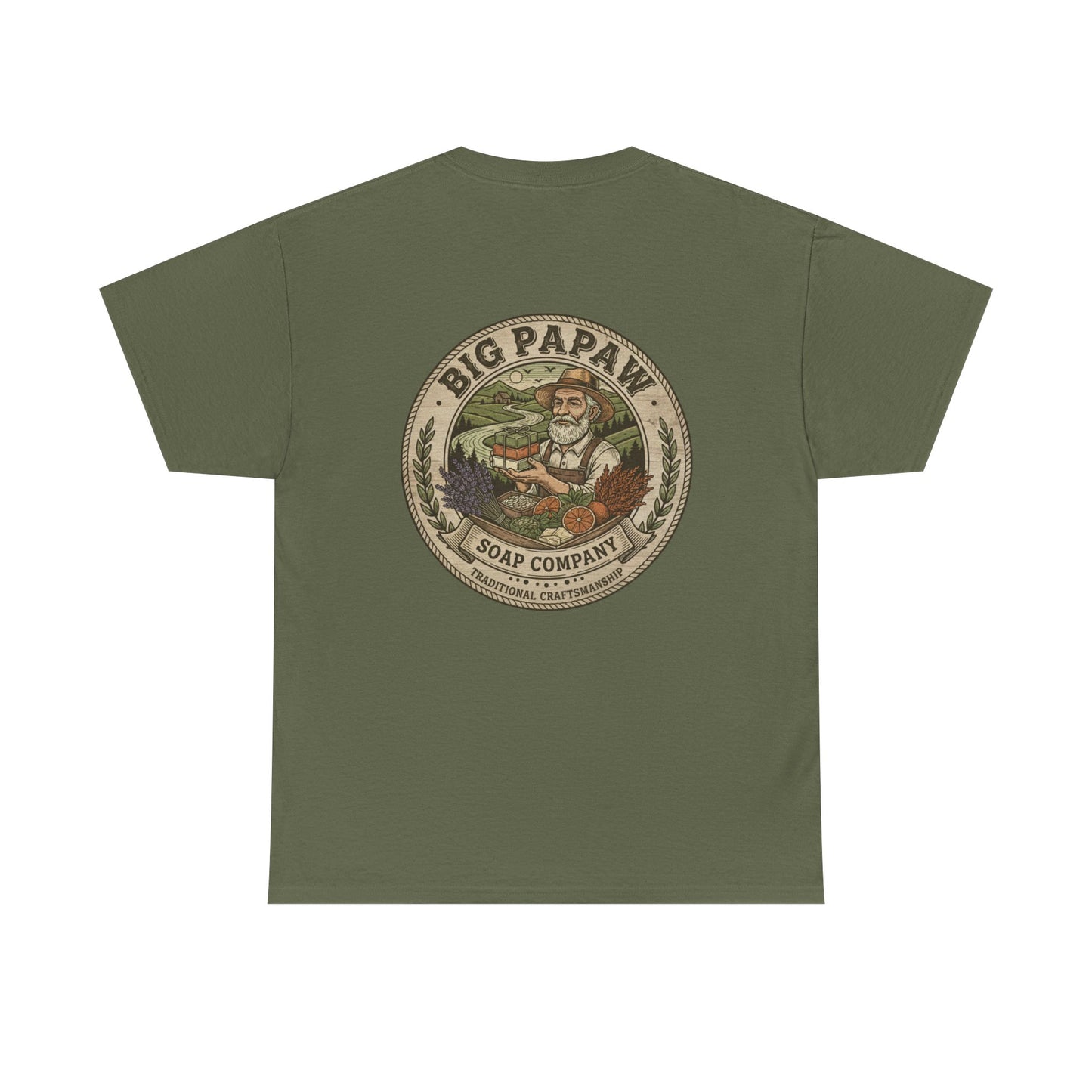 Big Papaw Soap Company Logo Tee | Vintage Barber Shop Label T-Shirt