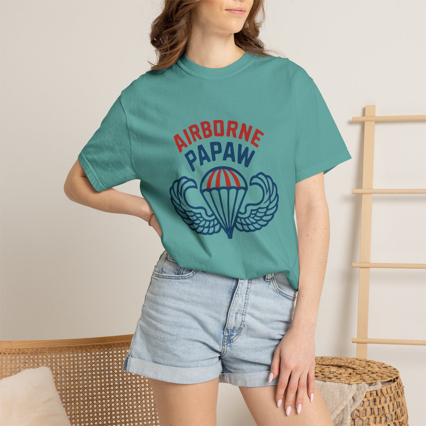 Airborne Papaw Parachute Wings T-shirt | Military Grandpa Veteran Tee