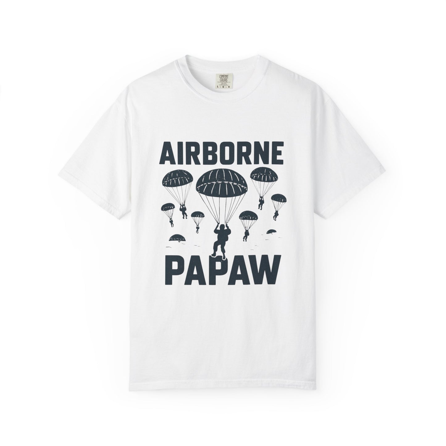 Airborne Papaw T-shirt | Parachute Silhouette Dad Grandpa Military Theme