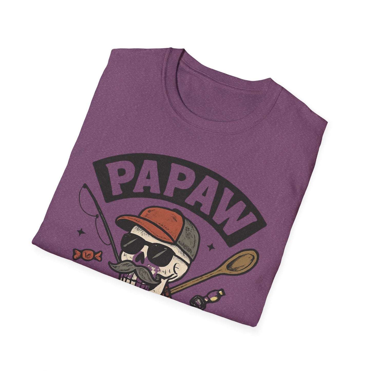 Papaw skull with fishing rod and spoon T-Shirt | Papaw logo tee