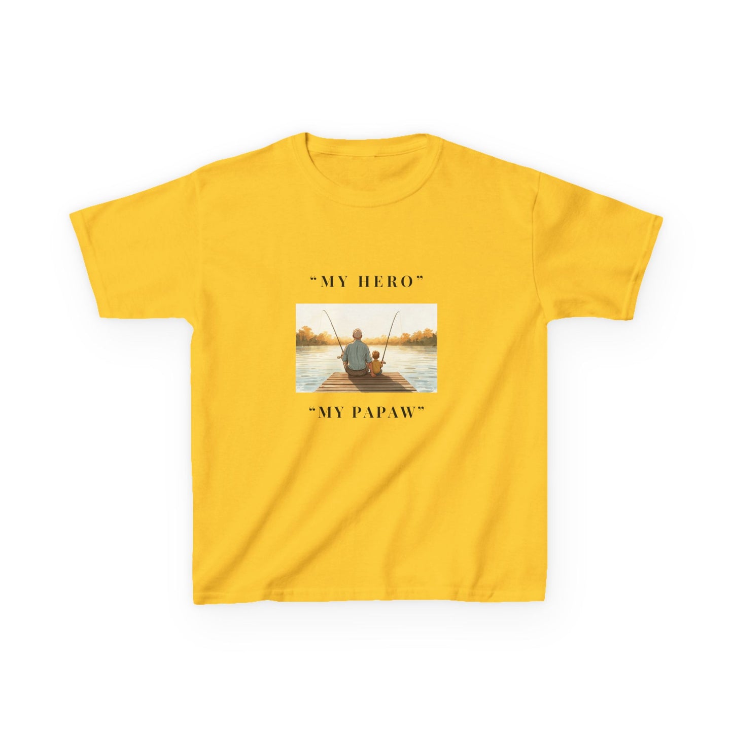 My Papaw My Hero Kids T-shirt | Fishing Boat Sunset, Grandpa Tribute
