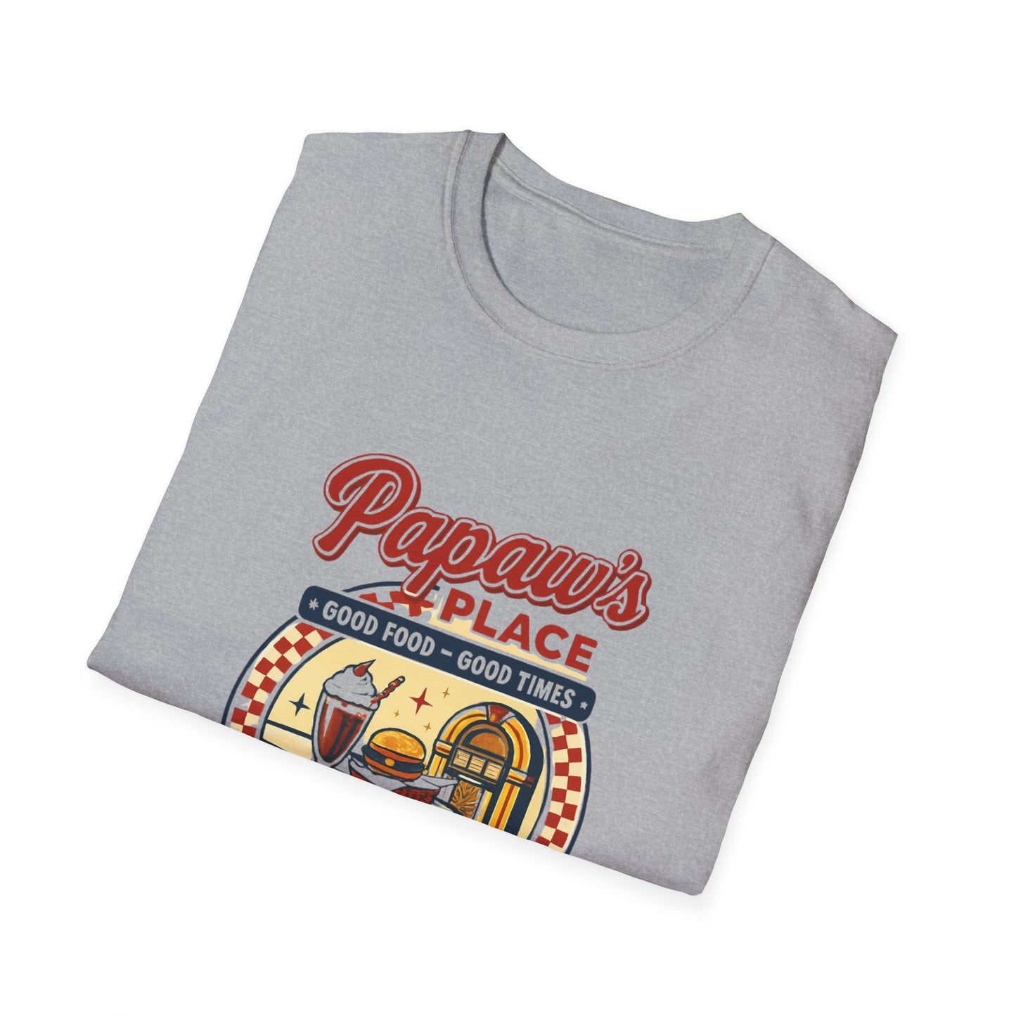 Papaw's Place Diner Scene T-Shirt | Retro Soda Fountain, Burger Counter