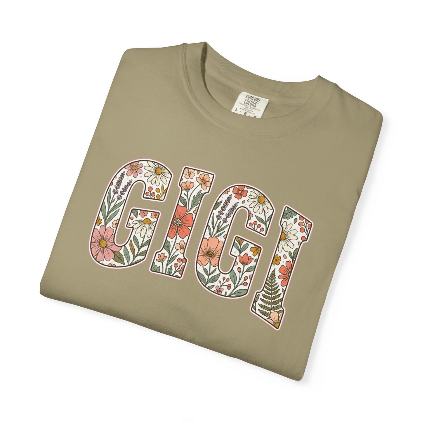 GIGI floral block letters T-Shirt | botanical name shirt