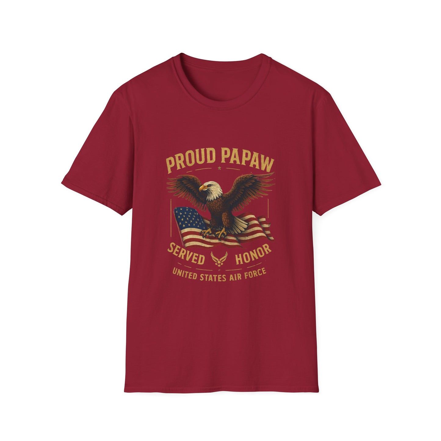 Proud Papaw Eagle with American Flag T-Shirt | Served with Honor, Air Force Theme