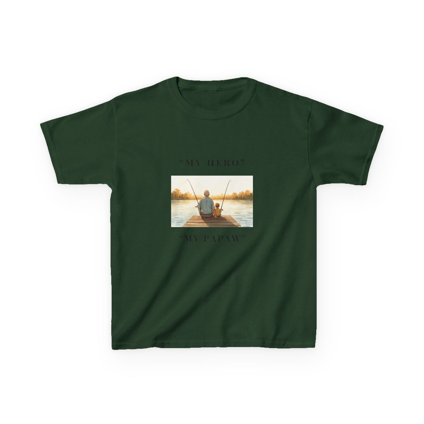 My Papaw My Hero Kids T-shirt | Fishing Boat Sunset, Grandpa Tribute