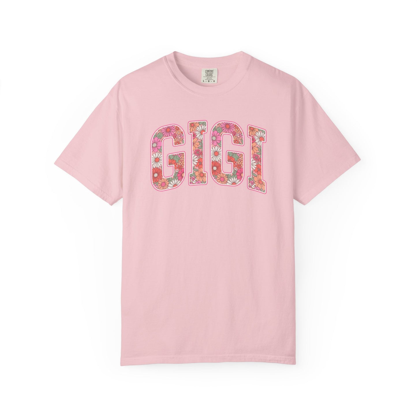 GIGI floral varsity letters T-Shirt | pink daisy name tee