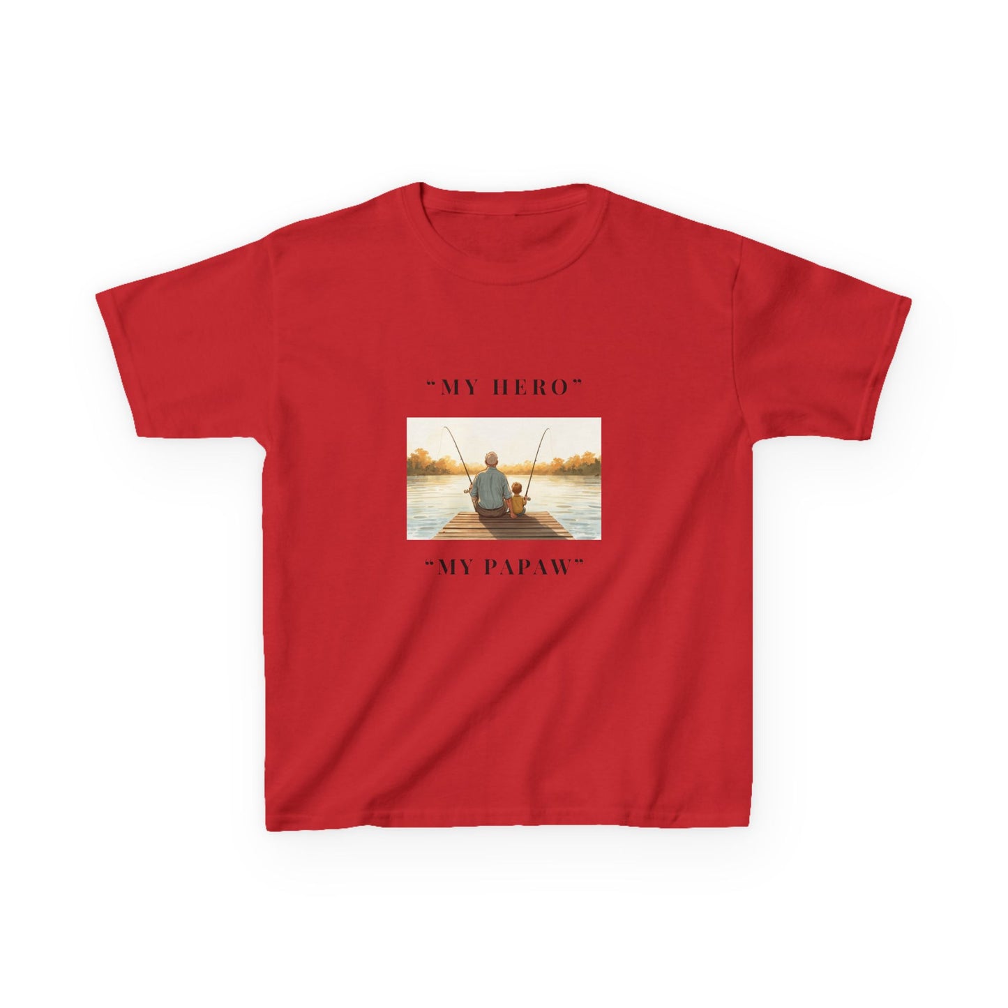 My Papaw My Hero Kids T-shirt | Fishing Boat Sunset, Grandpa Tribute
