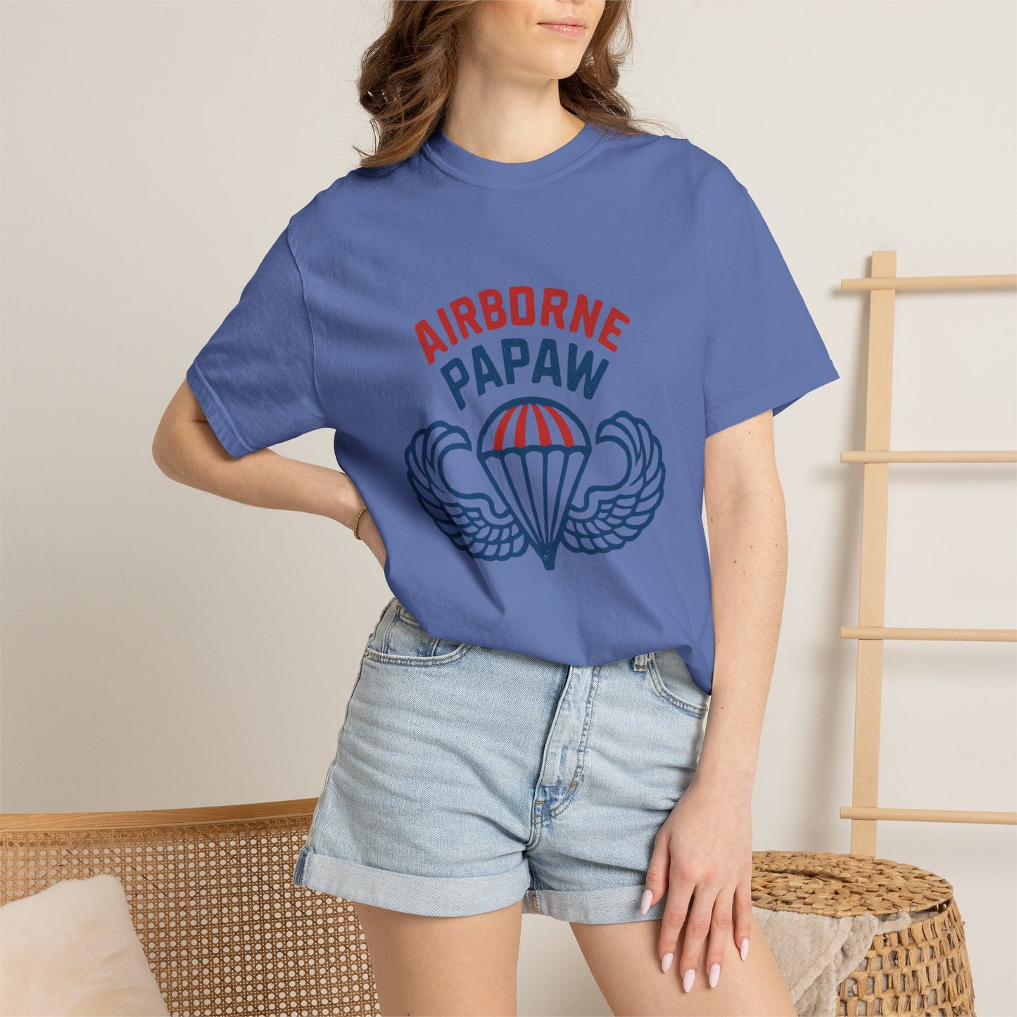 Airborne Papaw Parachute Wings T-shirt | Military Grandpa Veteran Tee