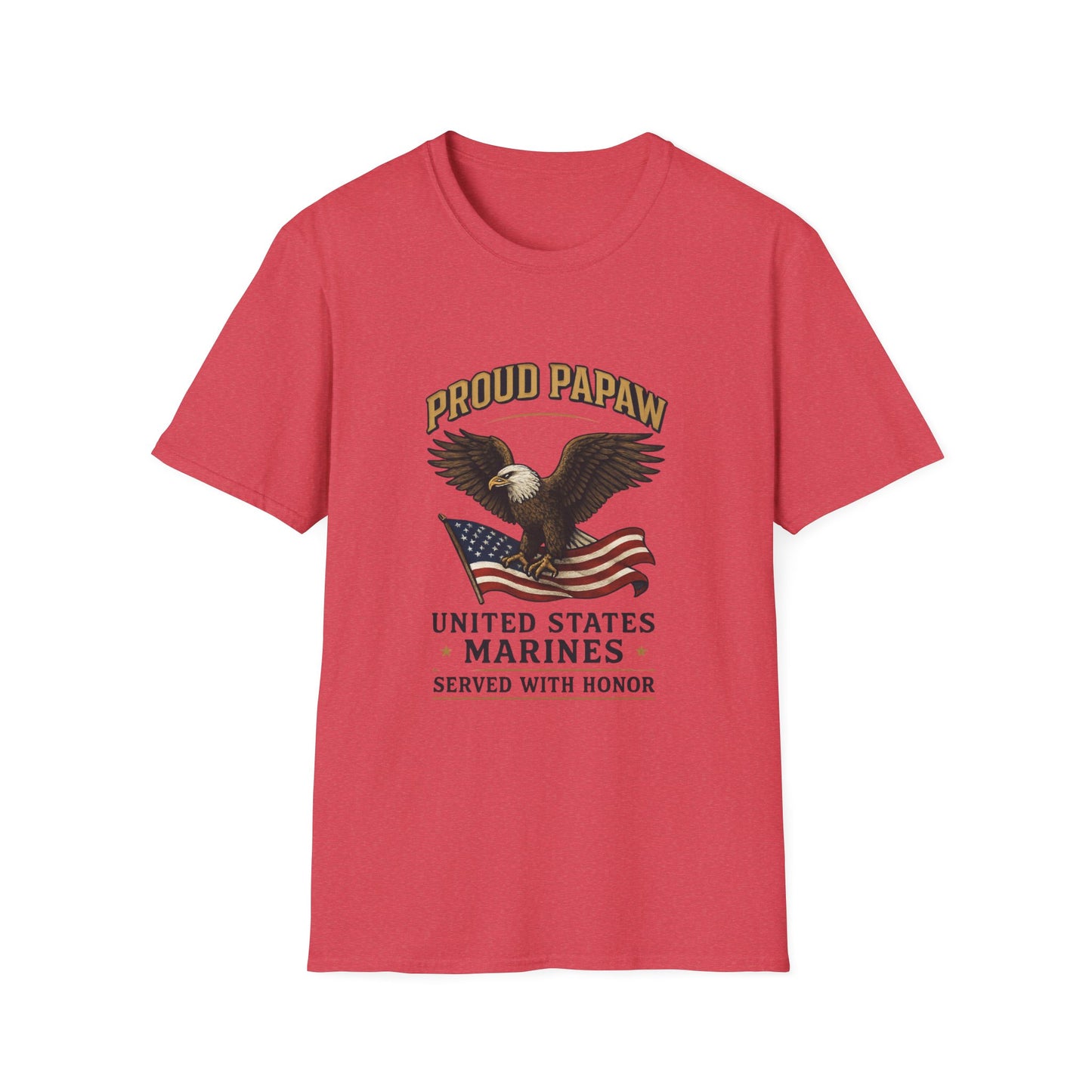 Proud Papaw Eagle with American Flag T-Shirt | United States Marines Served With Honor