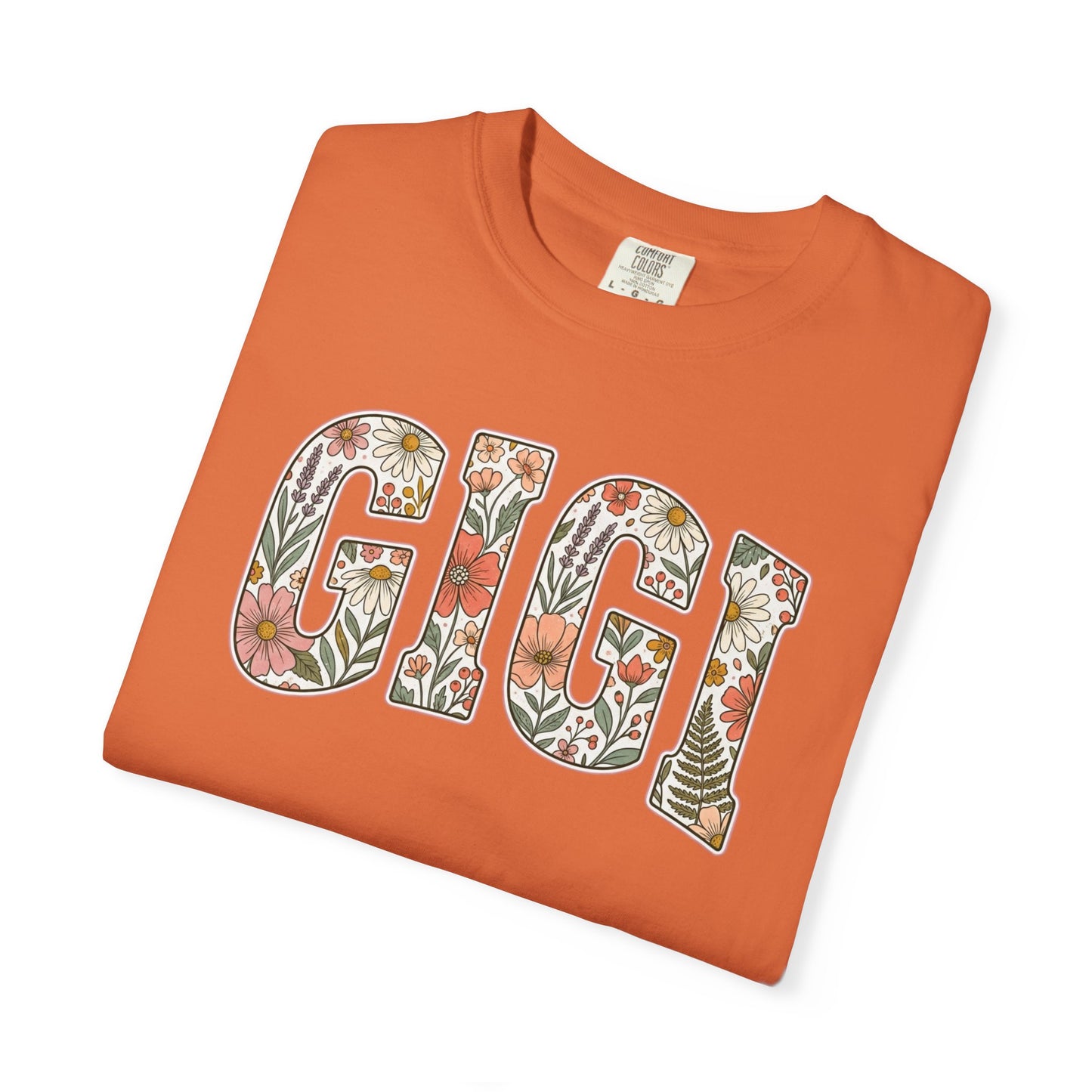 GIGI floral block letters T-Shirt | botanical name shirt