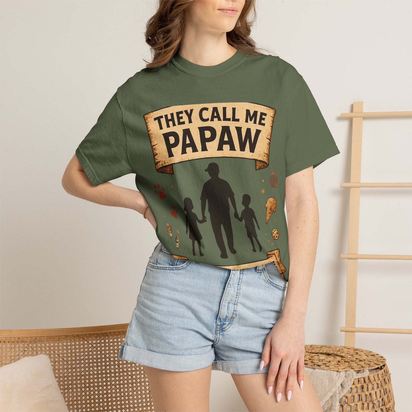 They Call Me Papaw T-Shirt | Papaw Grandpa Silhouette, Partner in Crime Design