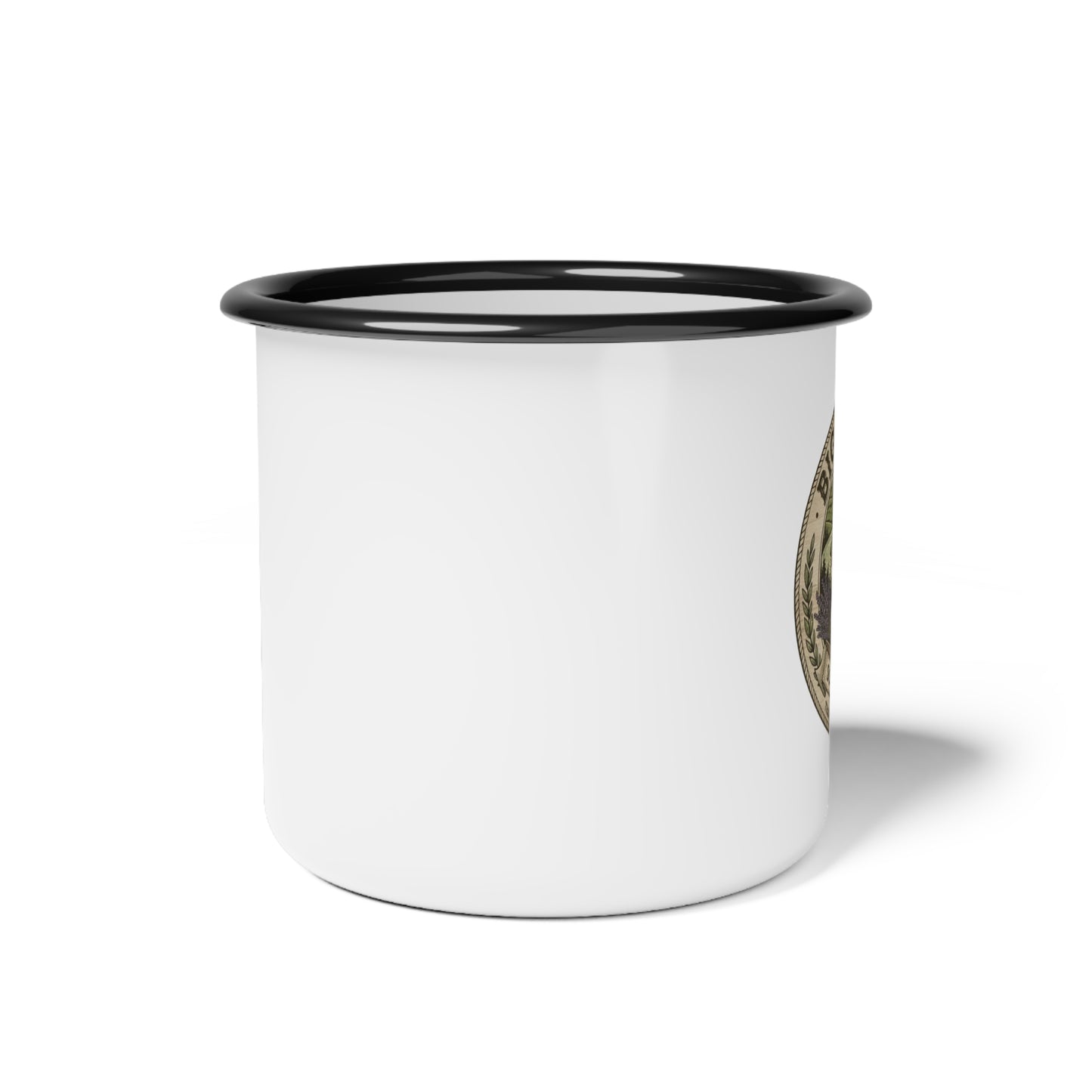 Vintage Compass Enamel Camp Cup | Rustic Travel Adventure Mug