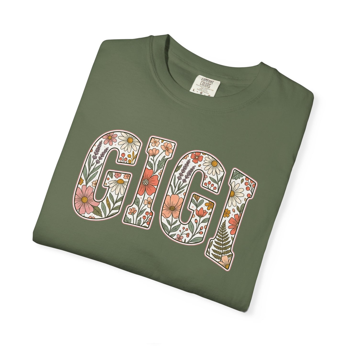 GIGI floral block letters T-Shirt | botanical name shirt