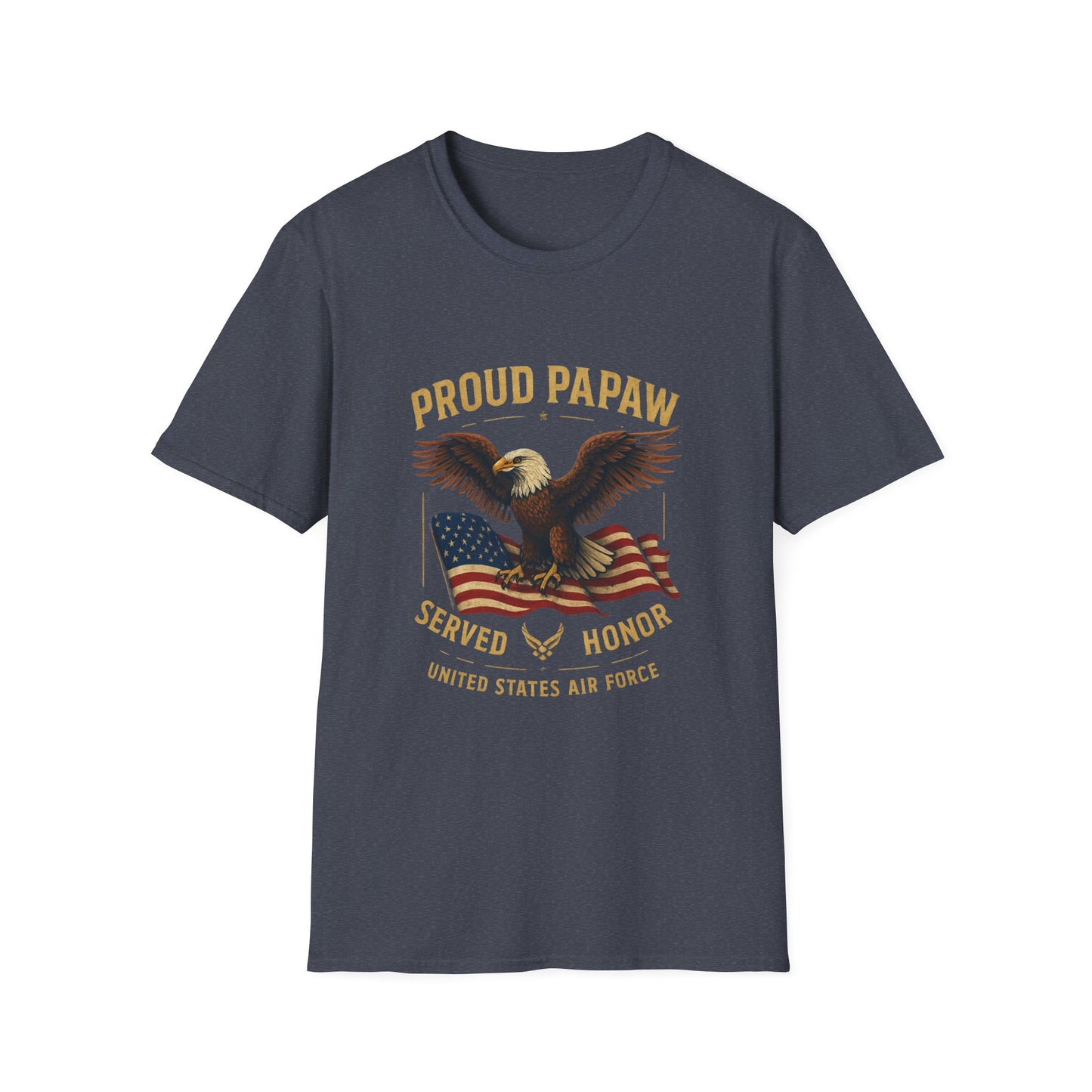 Proud Papaw Eagle with American Flag T-Shirt | Served with Honor, Air Force Theme