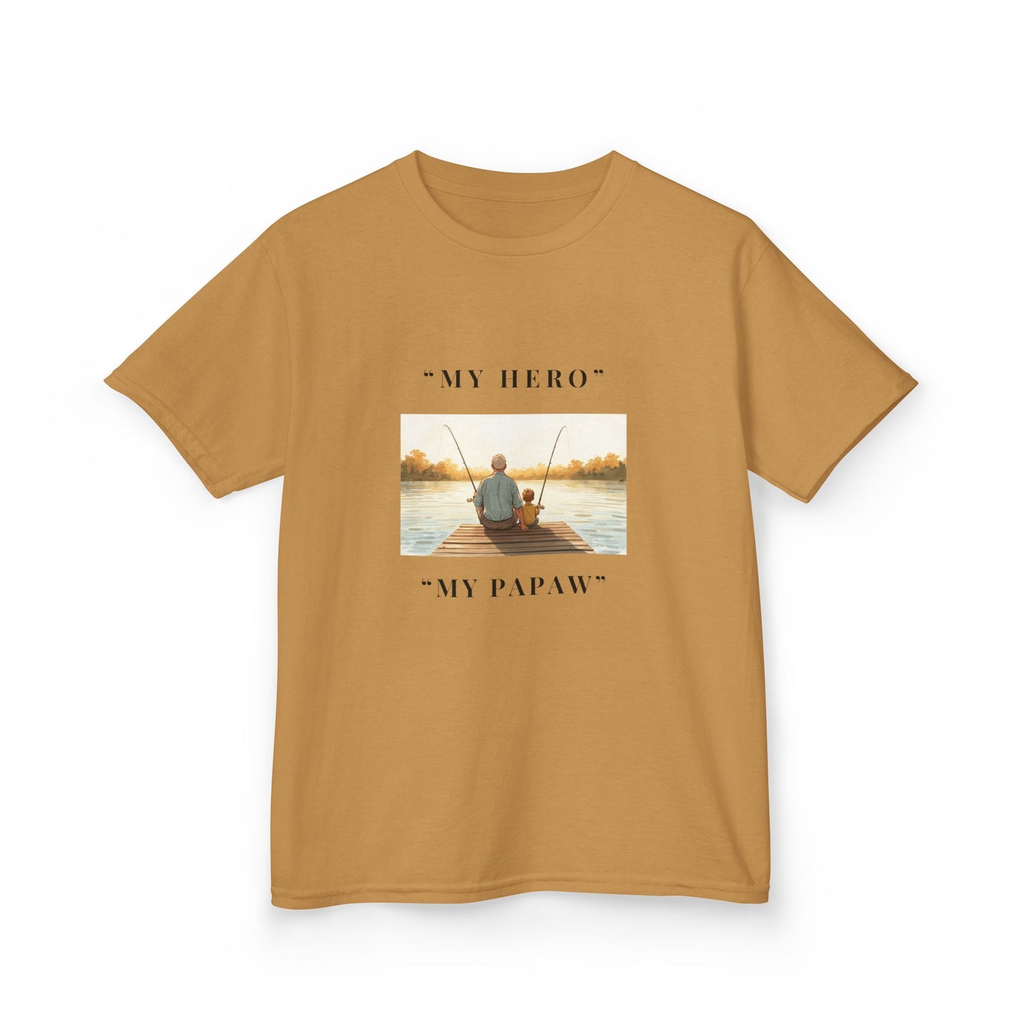 My Papaw My Hero Kids T-shirt | Fishing Boat Sunset, Grandpa Tribute