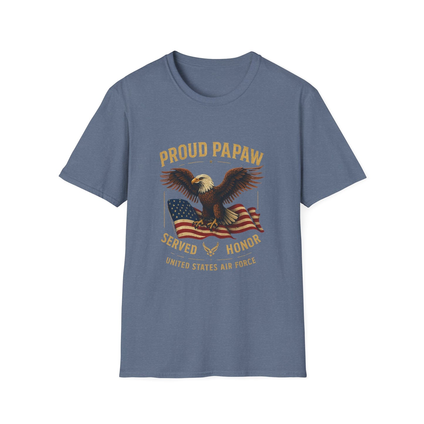 Proud Papaw Eagle with American Flag T-Shirt | Served with Honor, Air Force Theme