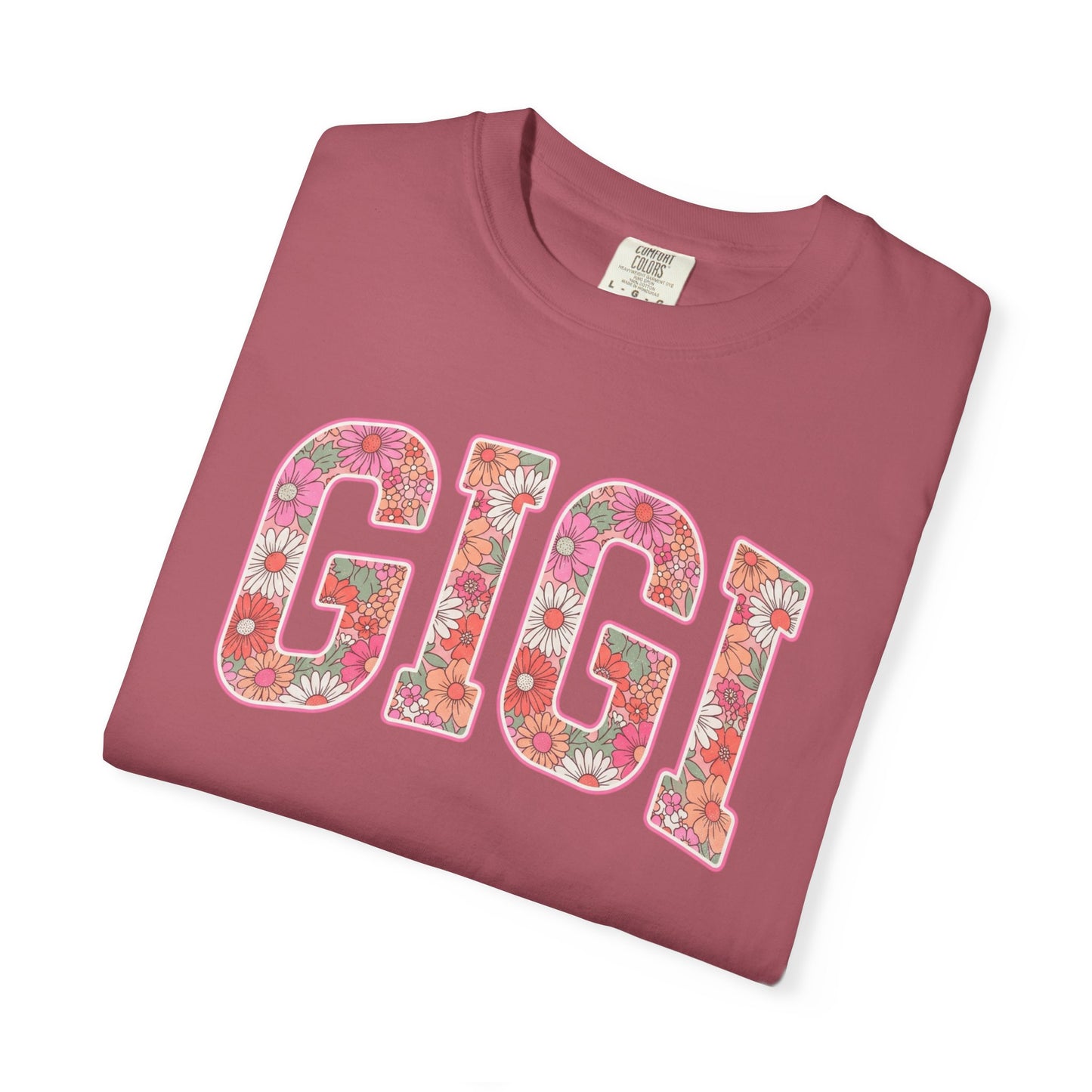 GIGI floral varsity letters T-Shirt | pink daisy name tee