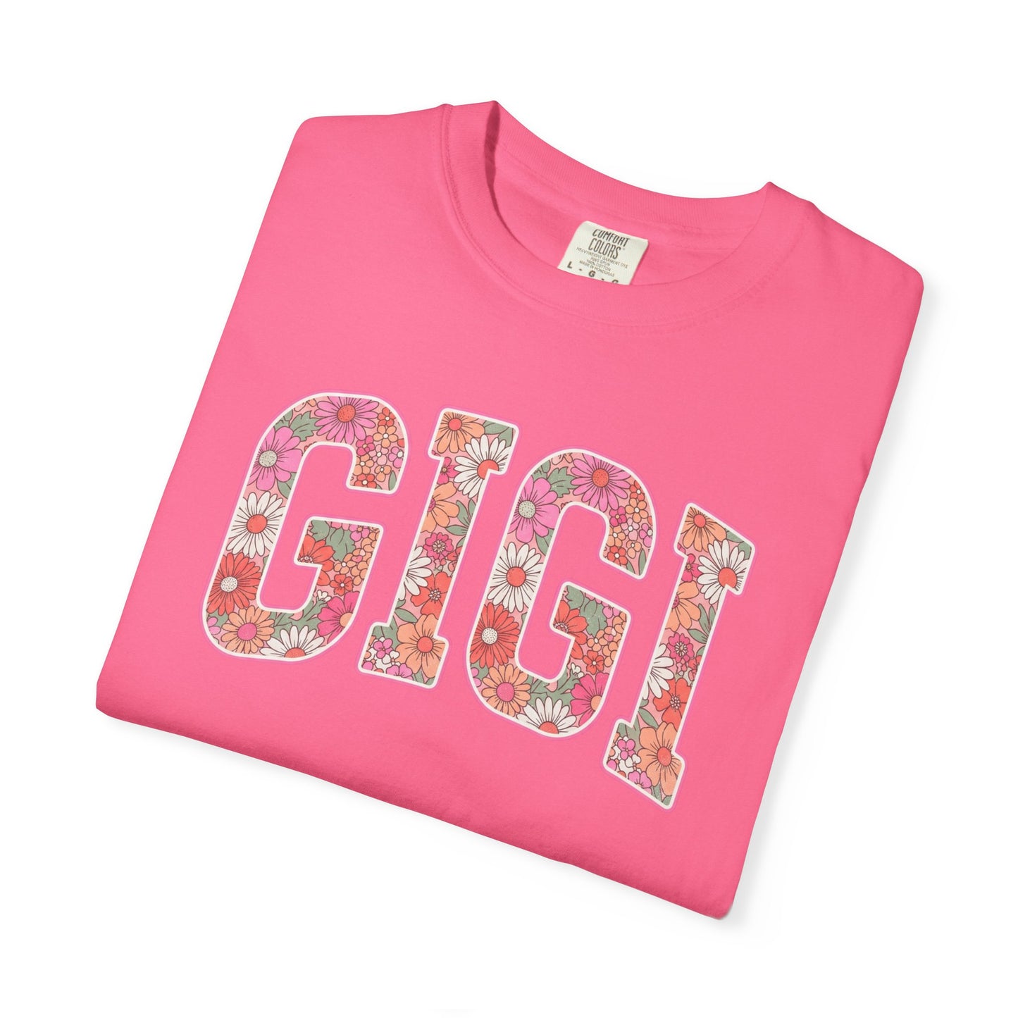 GIGI floral varsity letters T-Shirt | pink daisy name tee