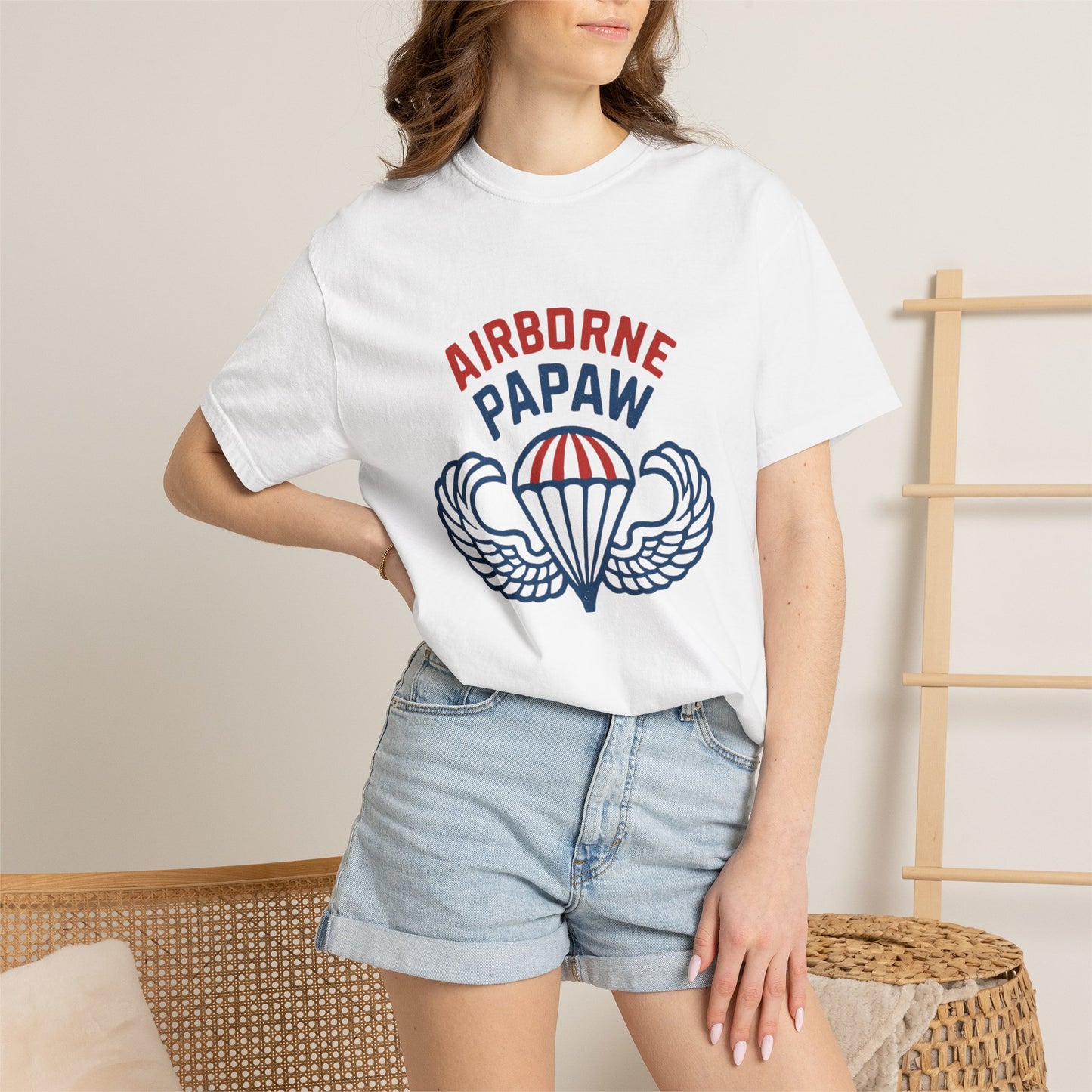 Airborne Papaw Parachute Wings T-shirt | Military Grandpa Veteran Tee