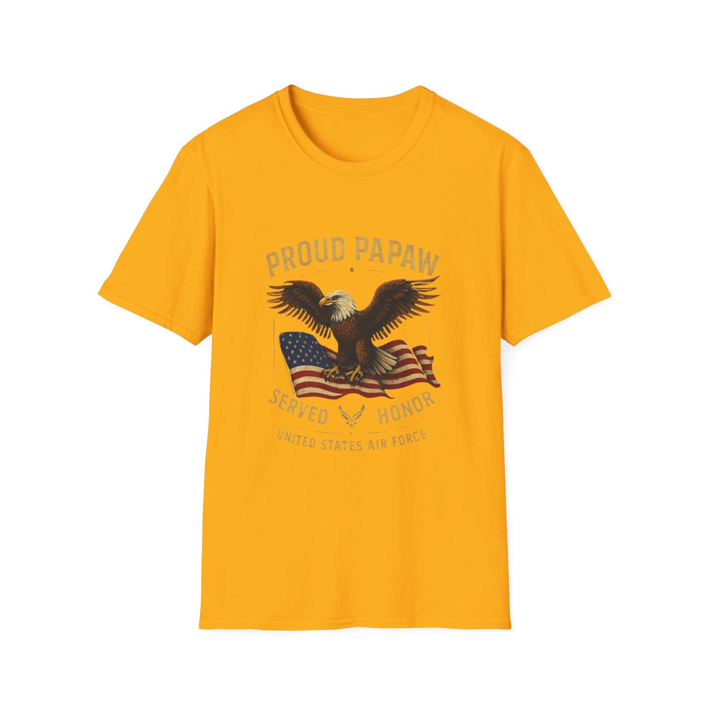 Proud Papaw Eagle with American Flag T-Shirt | Served with Honor, Air Force Theme