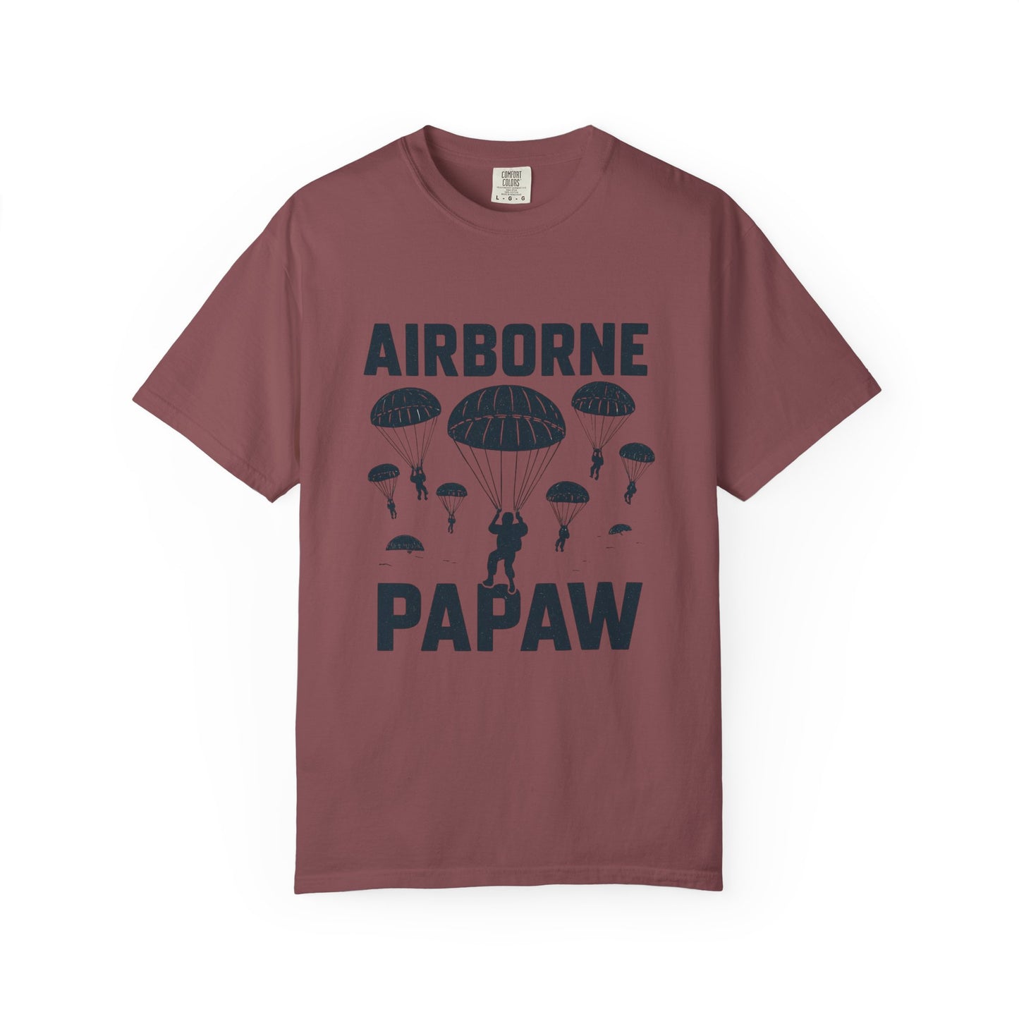 Airborne Papaw T-shirt | Parachute Silhouette Dad Grandpa Military Theme