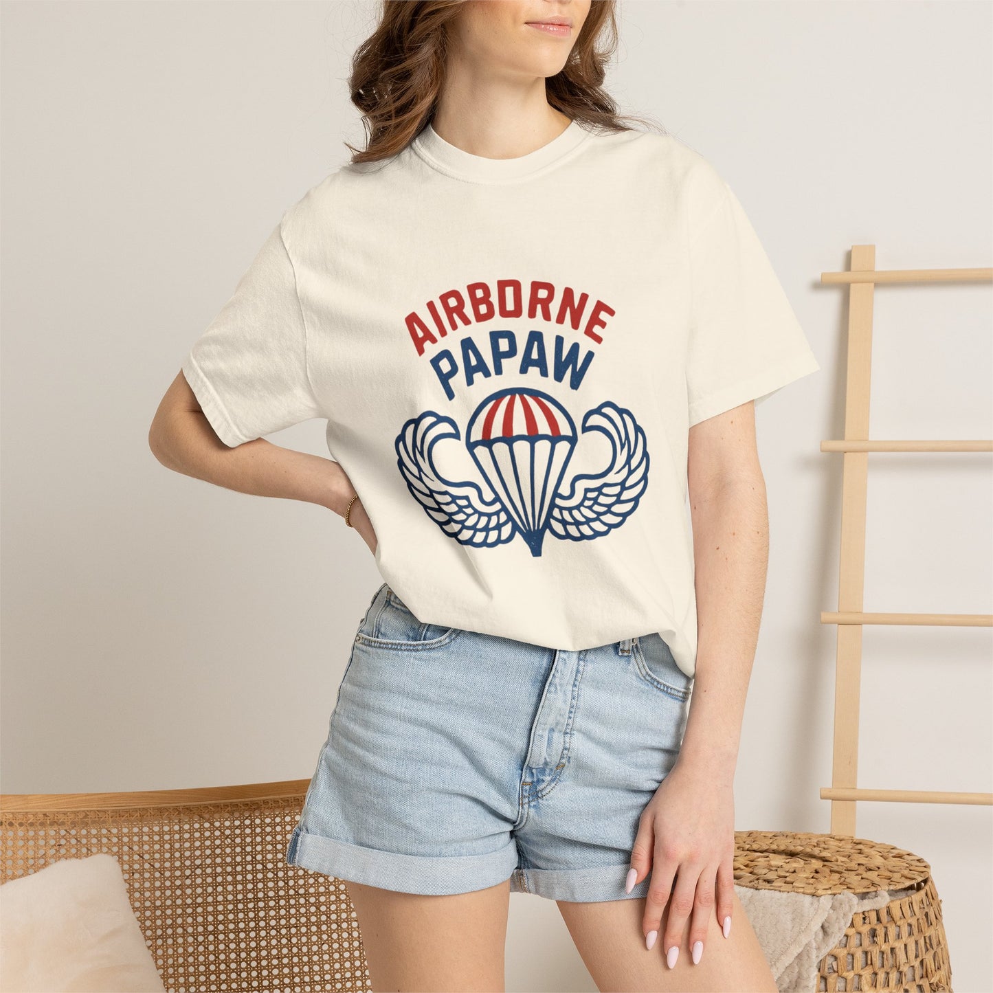 Airborne Papaw Parachute Wings T-shirt | Military Grandpa Veteran Tee