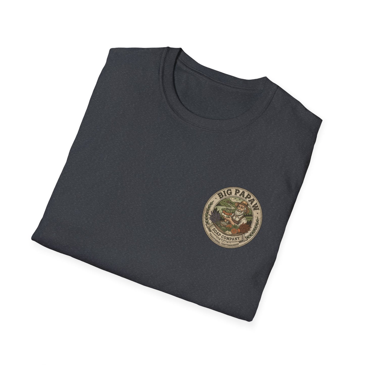 Big Papaw Soap Company logo T-Shirt | Vintage apothecary label graphic