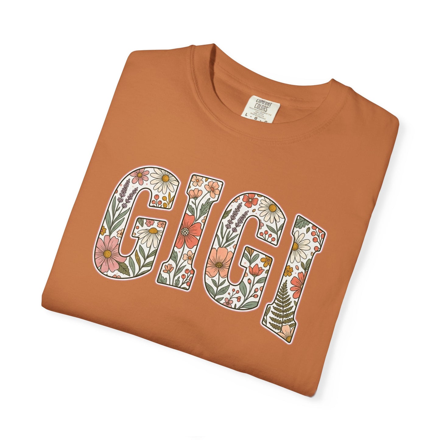 GIGI floral block letters T-Shirt | botanical name shirt