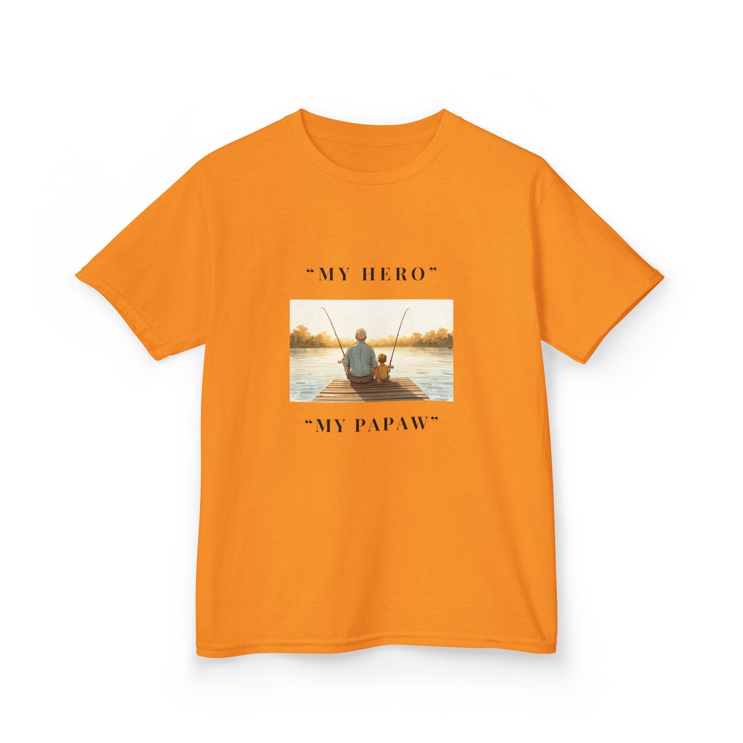 My Papaw My Hero Kids T-shirt | Fishing Boat Sunset, Grandpa Tribute