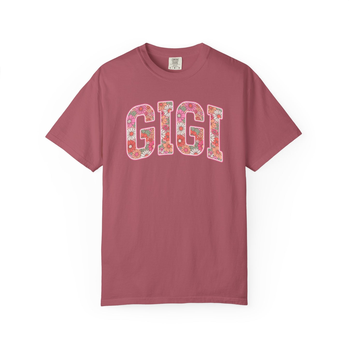 GIGI floral varsity letters T-Shirt | pink daisy name tee