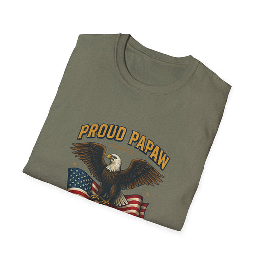 Proud Papaw Eagle United States Army T-Shirt | Patriotic Flag Veteran Tee