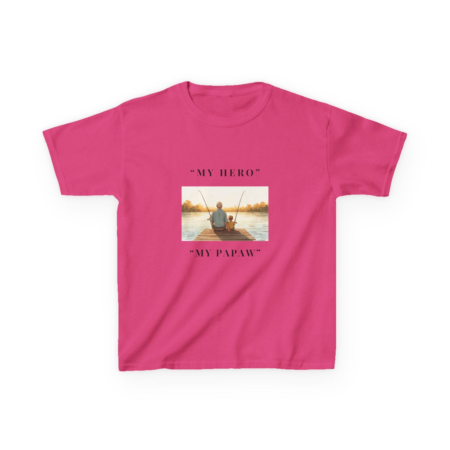 My Papaw My Hero Kids T-shirt | Fishing Boat Sunset, Grandpa Tribute