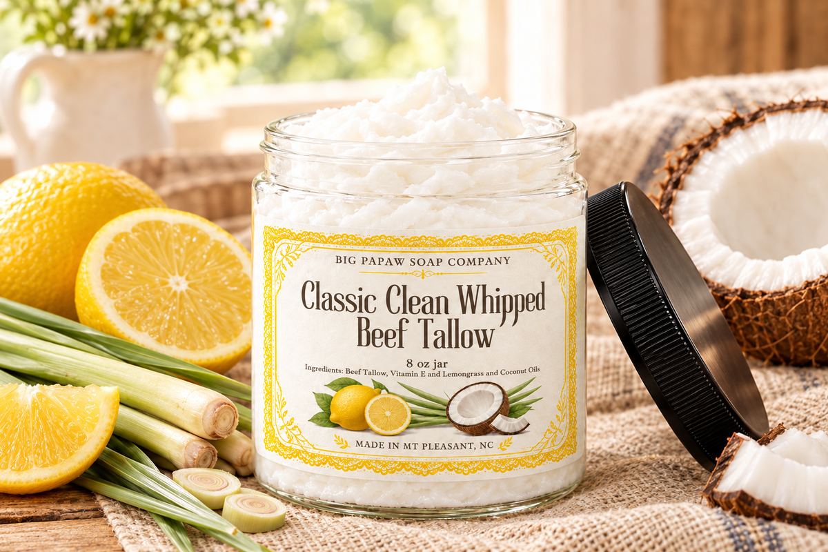 Classic Clean open jar with lemon, lemongrass, and coconut