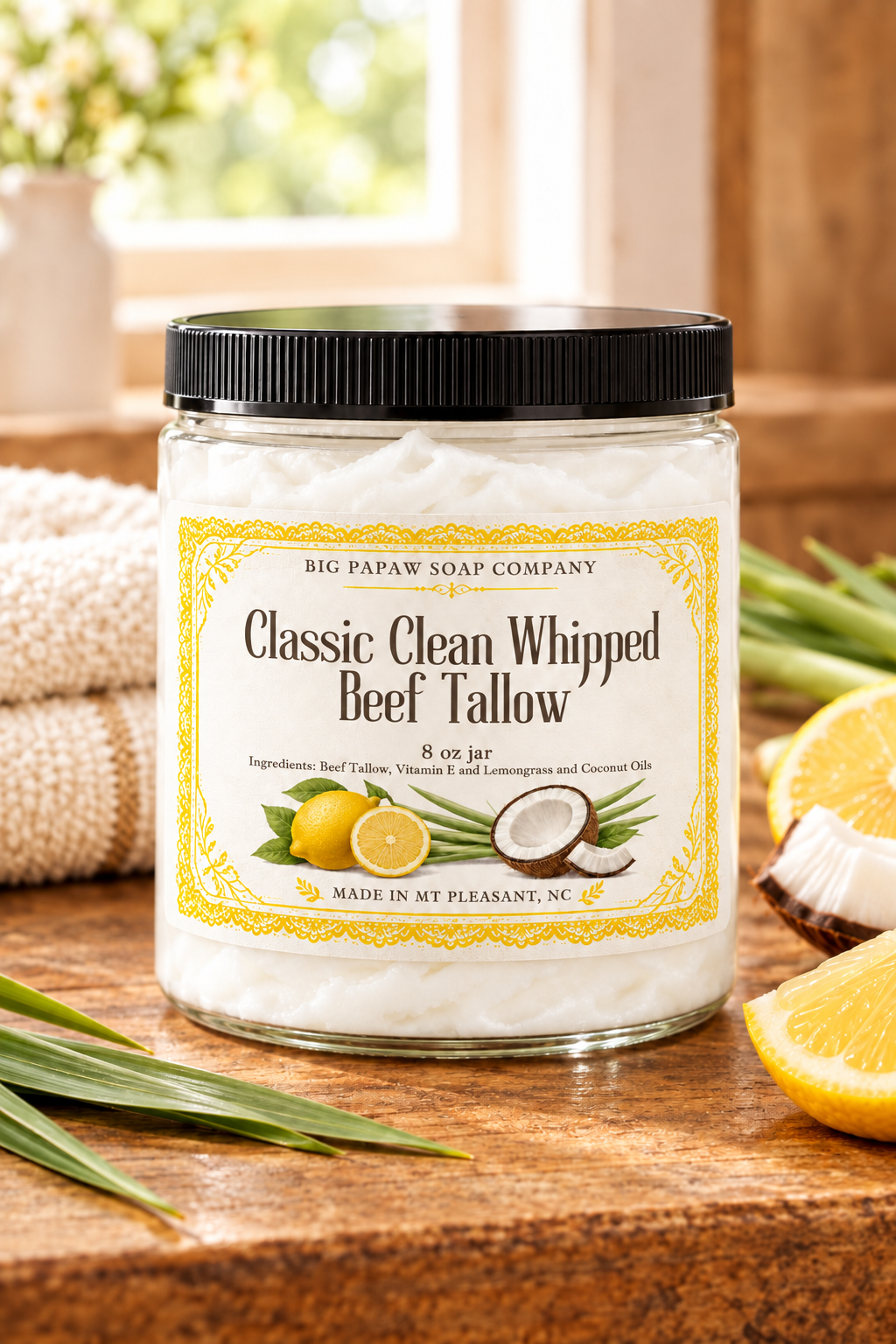 Classic Clean Whipped Beef Tallow with white tallow